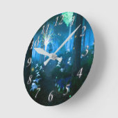 Phantasti: Nacht in der Fee Land Clock Runde Wanduhr (Winkel)
