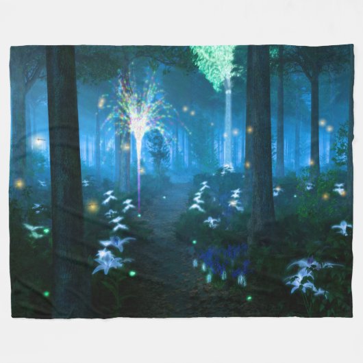 Phantasti: Nacht in Fairy Land Fleece Blanket (Vorderseite (Horizontal))