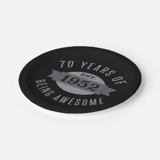 Phantastisch 1952 70. Geburtstag Pappteller (Schrägansicht)