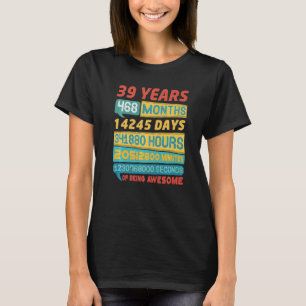 Phantastisch 39 Jahre alt Vintag 39. Geburtstag T-Shirt