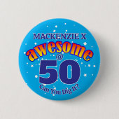 PHANTASTISCH 50 BLAU Geburtstag Button (Vorderseite)