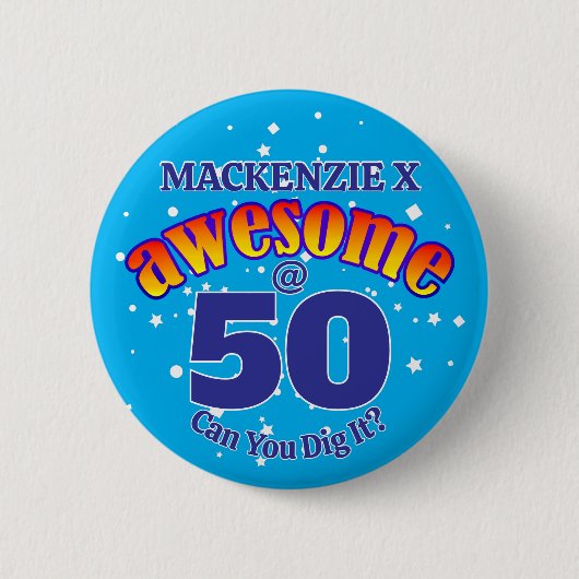PHANTASTISCH 50 BLAU Geburtstag Button (Vorderseite)