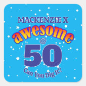 PHANTASTISCH 50 BLAU Geburtstag Quadratischer Aufkleber (Vorderseite)