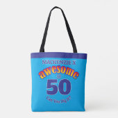PHANTASTISCH 50 Geburtstag mit blauem Text Tasche (Rückseite)