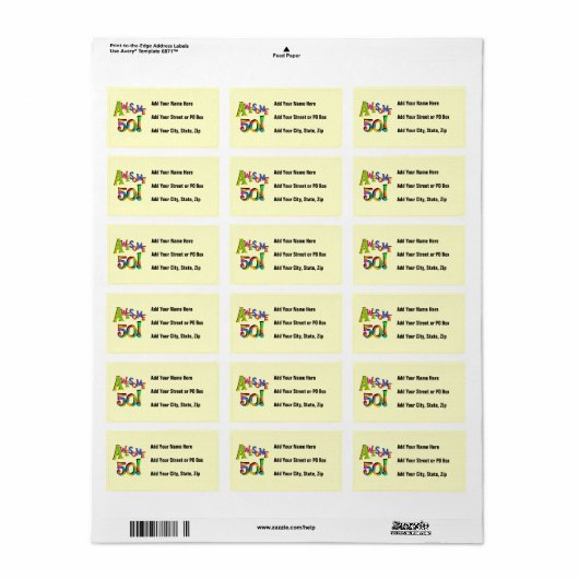 Phantastisch 50 T - Shirt und Geschenke zum Geburt Adressaufkleber (Vorne)