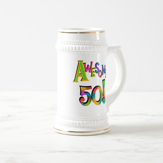 Phantastisch 50 T - Shirt und Geschenke zum Geburt Bierglas (VorderseiteRechts)