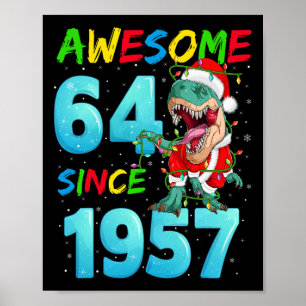 Phantastisch 64 Seit 1957 Dinosaurier 64. Geburtst Poster