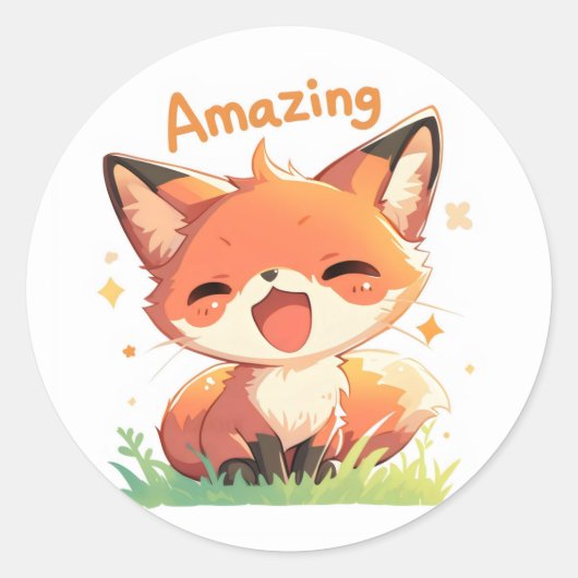 Phantastisch Anime Fox Runder Aufkleber (Vorderseite)