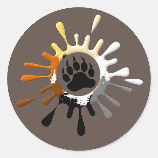 Phantastisch Bärenpaw Splash Bärenparcours Runder Aufkleber (Vorderseite)