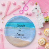 Phantastisch Beach Tropical Scene Foto Hochzeit Pappteller (Party)
