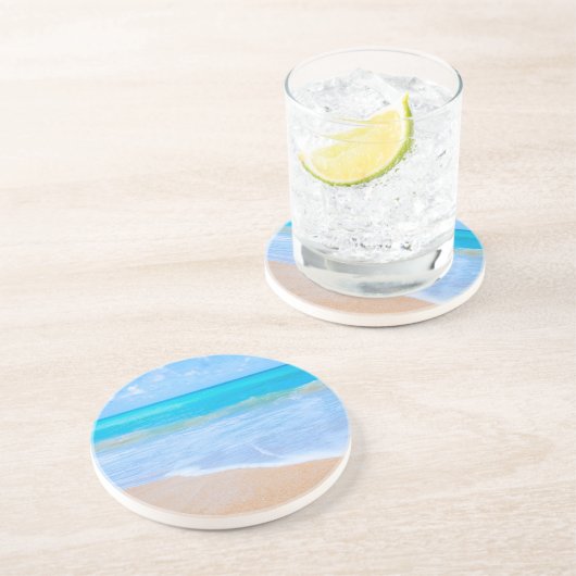 Phantastisch Beach Tropical Scene Foto Sandstein Untersetzer (Seite)