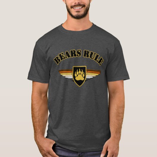 Phantastisch Bears Rule Bear Prilag Flag Wings Bea T-Shirt (Vorderseite)