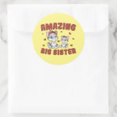 Phantastisch Big Sister - Kitty Cats Red Hearts Runder Aufkleber (Tasche)