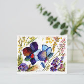 Phantastisch-Blaue Orchidee und Blätter Postkarte (Stehend Vorderseite)