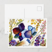 Phantastisch-Blaue Orchidee und Blätter Postkarte (Vorne/Hinten)