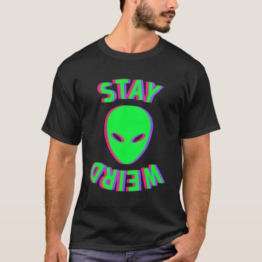 Phantastisch Bleibe komische Alien Face Glitch Ufo T-Shirt (Vorderseite)
