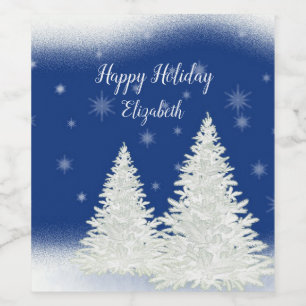 Phantastisch Blue Christmas Night Personalisiert Weinetikett