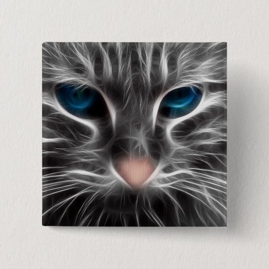 Phantastisch Blue Mit Augen Cat Face Button (Vorderseite)