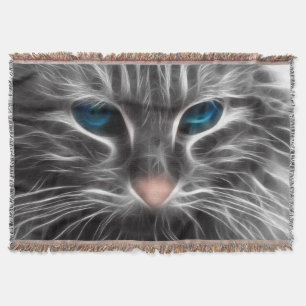 Phantastisch Blue Mit Augen Cat Face Decke