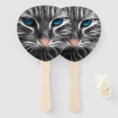 Phantastisch Blue Mit Augen Cat Face Fächer (Vorne und Hinten)