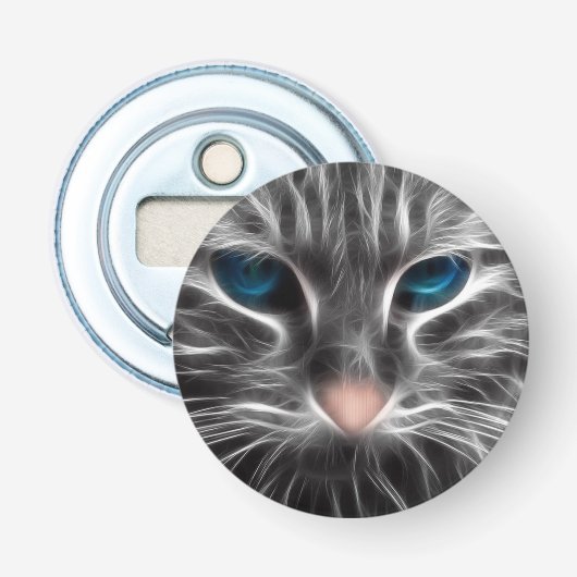 Phantastisch Blue Mit Augen Cat Face Flaschenöffner (Vorderseite)
