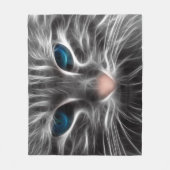 Phantastisch Blue Mit Augen Cat Face Fleecedecke (Vorderseite)