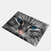Phantastisch Blue Mit Augen Cat Face Fußmatte (Schrägansicht)