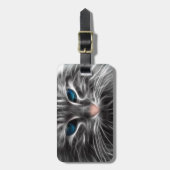 Phantastisch Blue Mit Augen Cat Face Gepäckanhänger (Vorderseite vertikal)