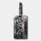 Phantastisch Blue Mit Augen Cat Face Gepäckanhänger (Rückseite vertikal)