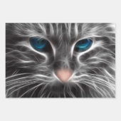 Phantastisch Blue Mit Augen Cat Face Geschenkpapier Set (Vorderseite)