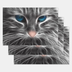 Phantastisch Blue Mit Augen Cat Face Geschenkpapier Set