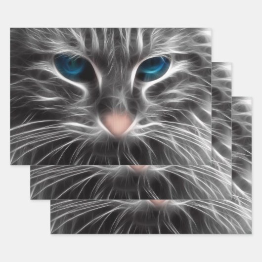 Phantastisch Blue Mit Augen Cat Face Geschenkpapier Set (Set)