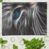 Phantastisch Blue Mit Augen Cat Face Geschirrtuch (Gefaltet)