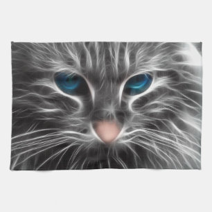 Phantastisch Blue Mit Augen Cat Face Geschirrtuch