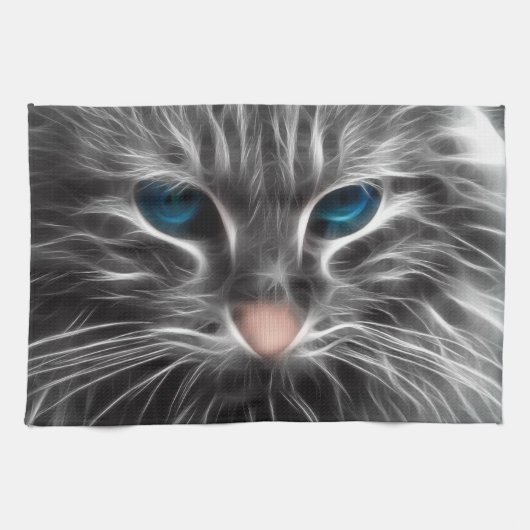 Phantastisch Blue Mit Augen Cat Face Geschirrtuch (Horizontal)