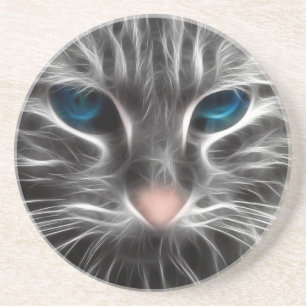 Phantastisch Blue Mit Augen Cat Face Getränkeuntersetzer