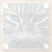 Phantastisch Blue Mit Augen Cat Face Glasuntersetzer (Rückseite)