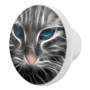 Phantastisch Blue Mit Augen Cat Face Keramikknauf