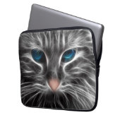 Phantastisch Blue Mit Augen Cat Face Laptopschutzhülle (Vorderseite Links)