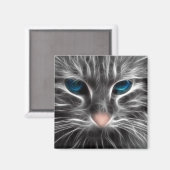 Phantastisch Blue Mit Augen Cat Face Magnet (Vorderseite/Rückseite)