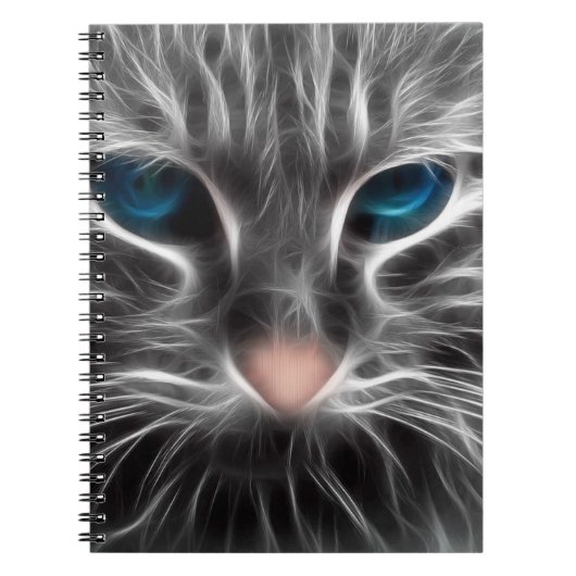 Phantastisch Blue Mit Augen Cat Face Notizblock (Vorderseite)
