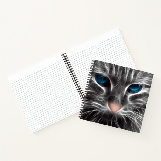 Phantastisch Blue Mit Augen Cat Face Notizblock (Innenseite)