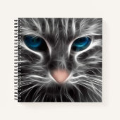 Phantastisch Blue Mit Augen Cat Face Notizblock (Vorderseite)