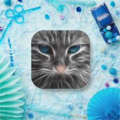 Phantastisch Blue Mit Augen Cat Face Pappteller (Party)