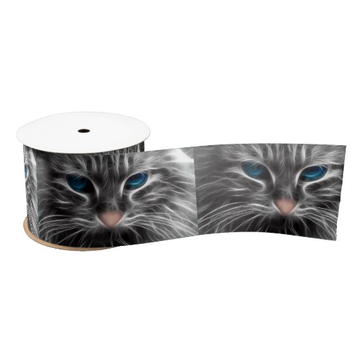 Phantastisch Blue Mit Augen Cat Face Satinband (Spule)