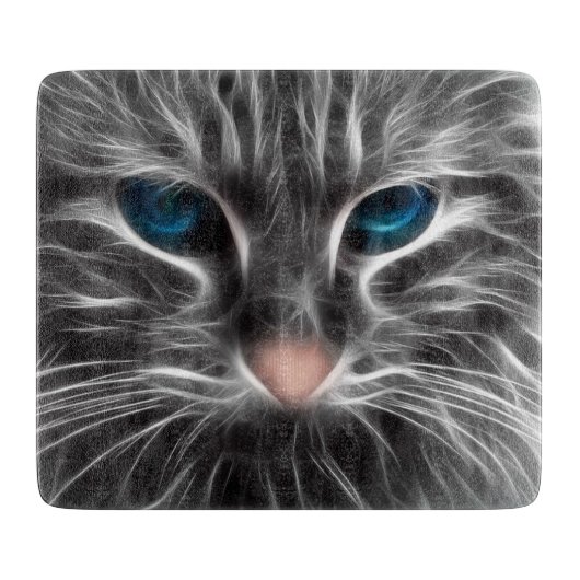 Phantastisch Blue Mit Augen Cat Face Schneidebrett (Vorderseite)