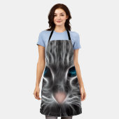 Phantastisch Blue Mit Augen Cat Face Schürze (Getragen)
