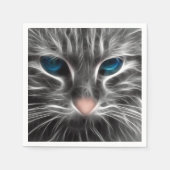 Phantastisch Blue Mit Augen Cat Face Serviette (Vorderseite)