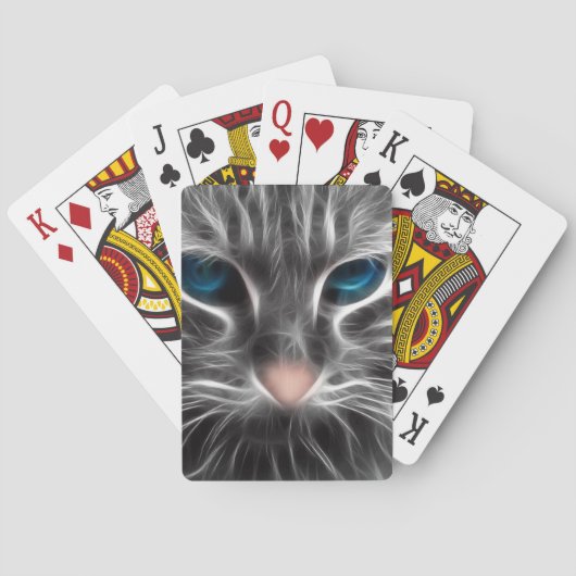 Phantastisch Blue Mit Augen Cat Face Spielkarten (Rückseite)