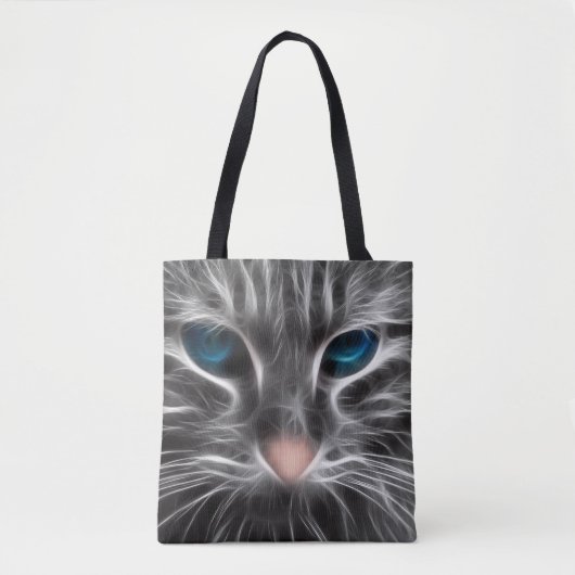 Phantastisch Blue Mit Augen Cat Face Tasche (Vorderseite)